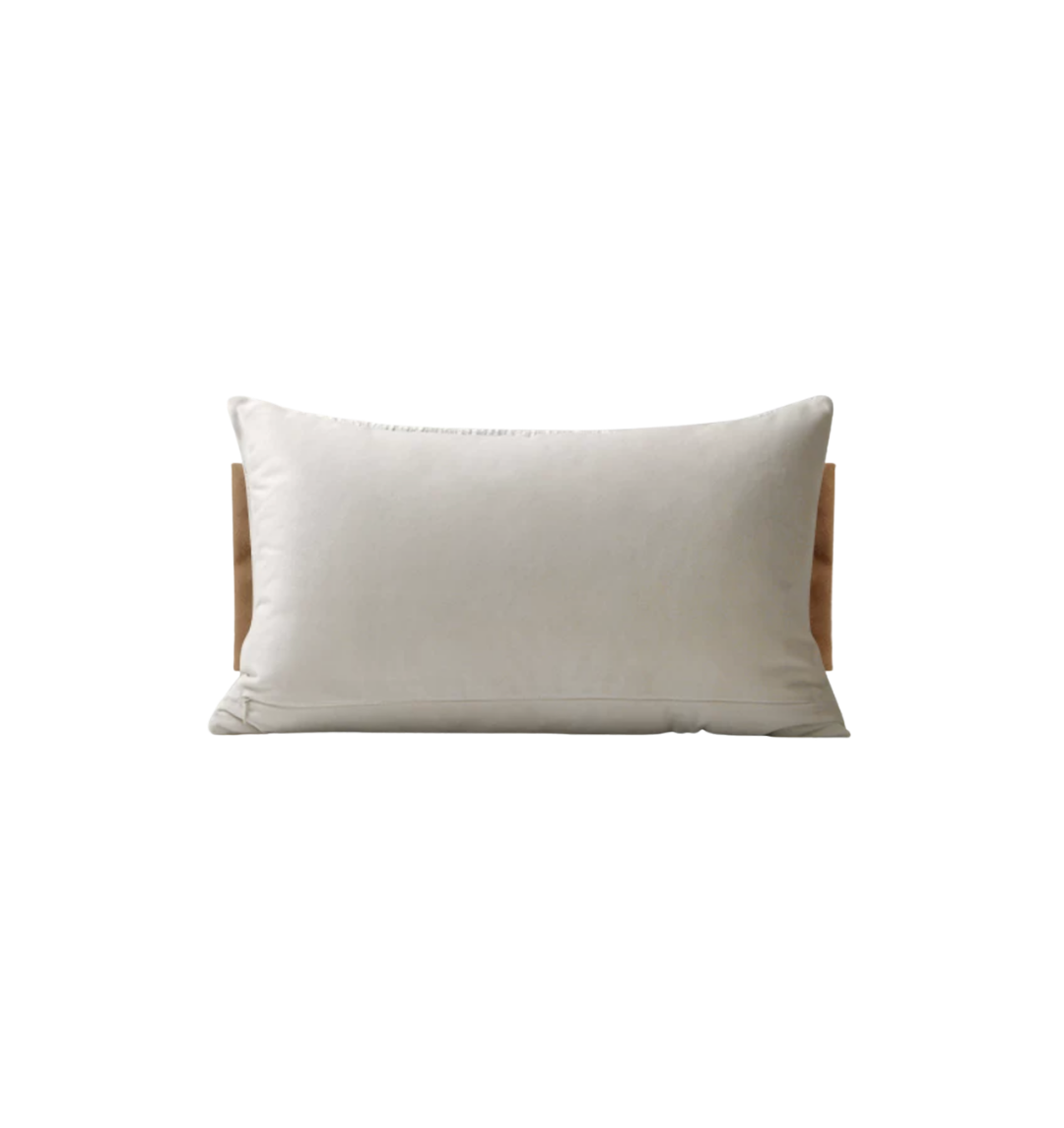 Cream and Tan Suede Panel Lumbar Pillow