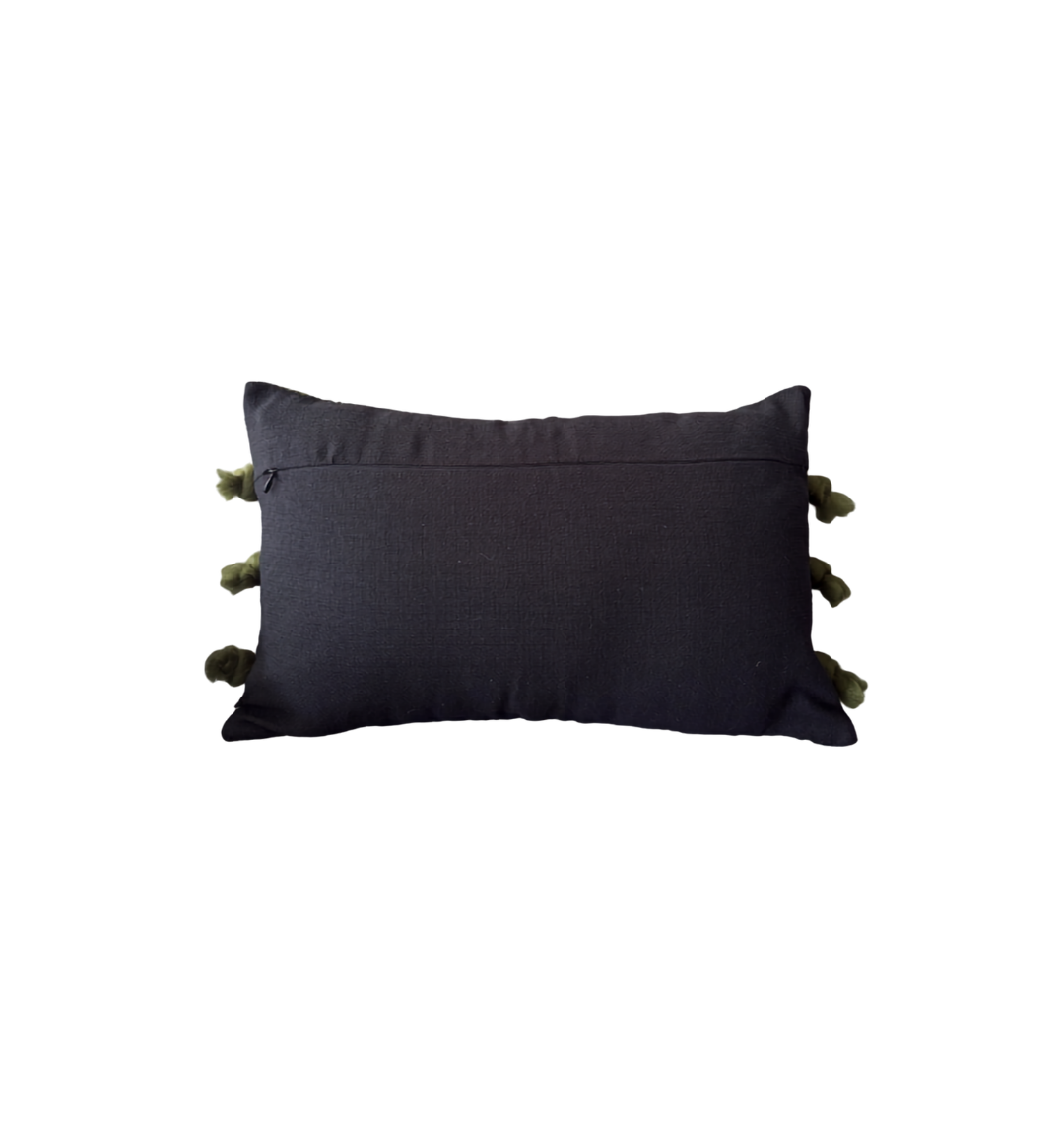 Forest Green Textured Lumbar Pillow