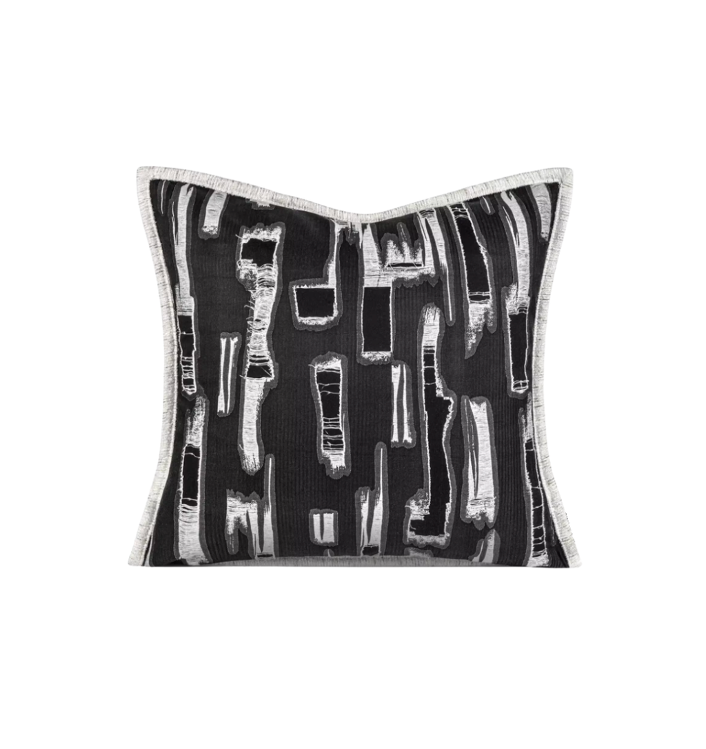 Black Abstract Embroidered Pillow