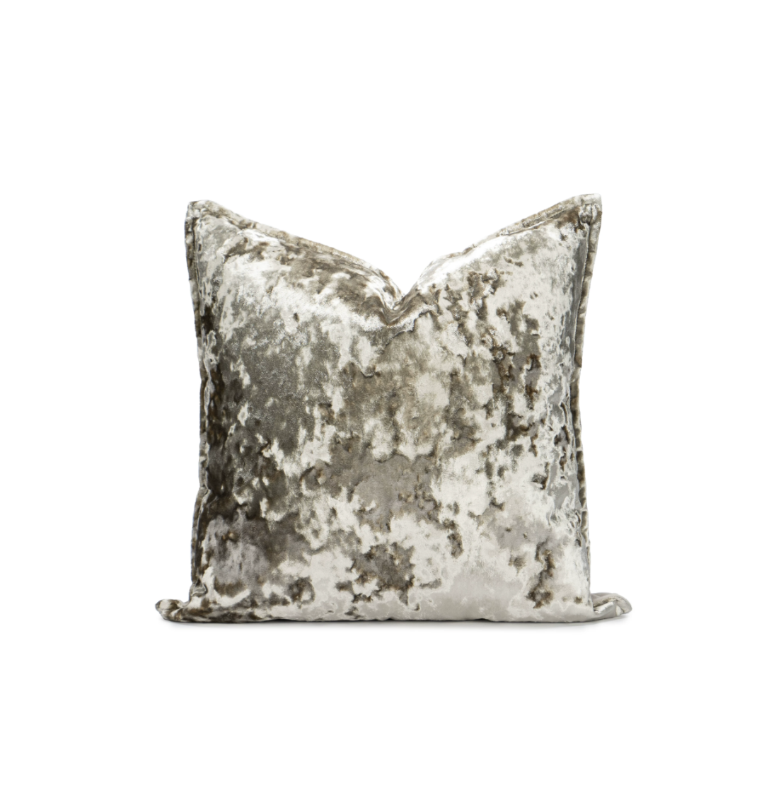 Silver Grey Crushed Velvet Pillow