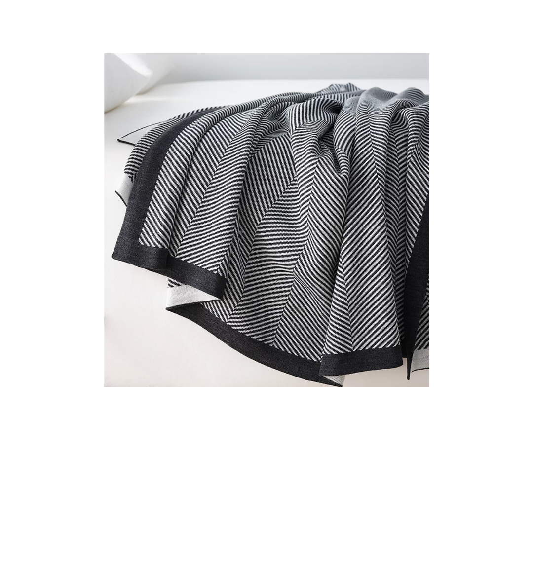 Dark Grey Chevron Throw