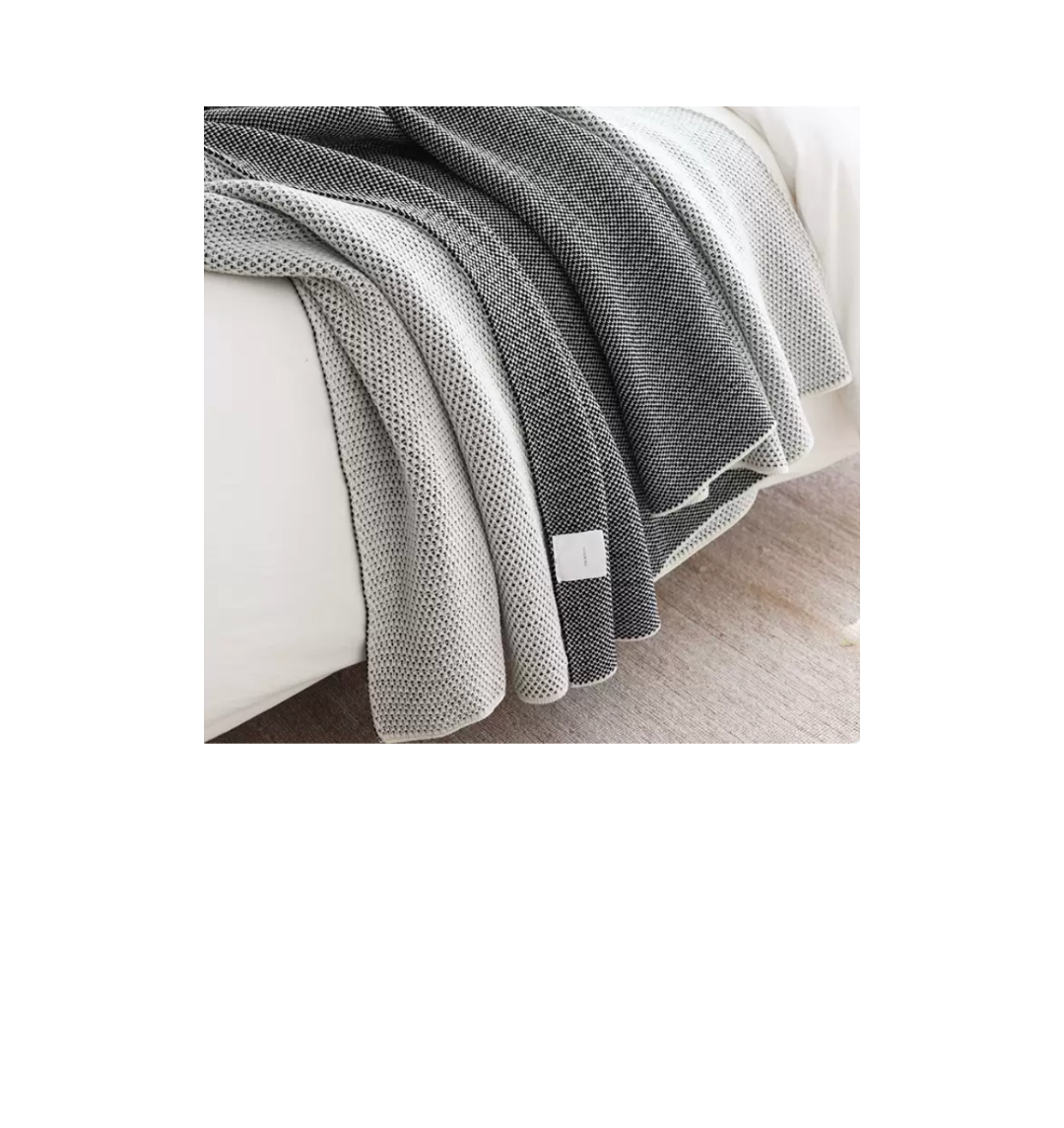 Grey & Black Two-Tone Knit Throw