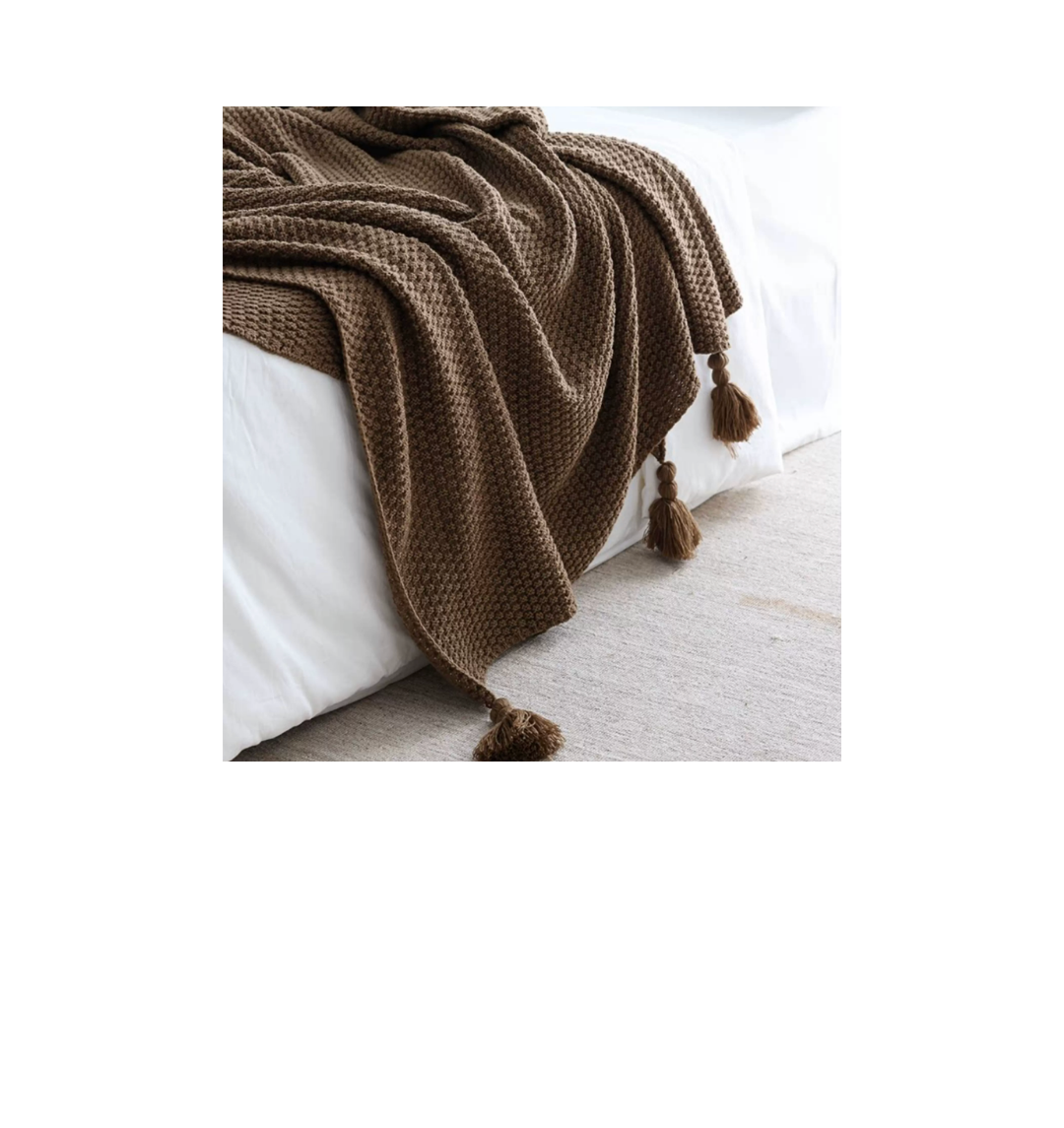 Walnut Brown Waffle Knit Tassel Throw