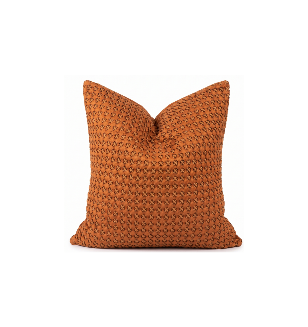 Rust Woven Suede Pillow