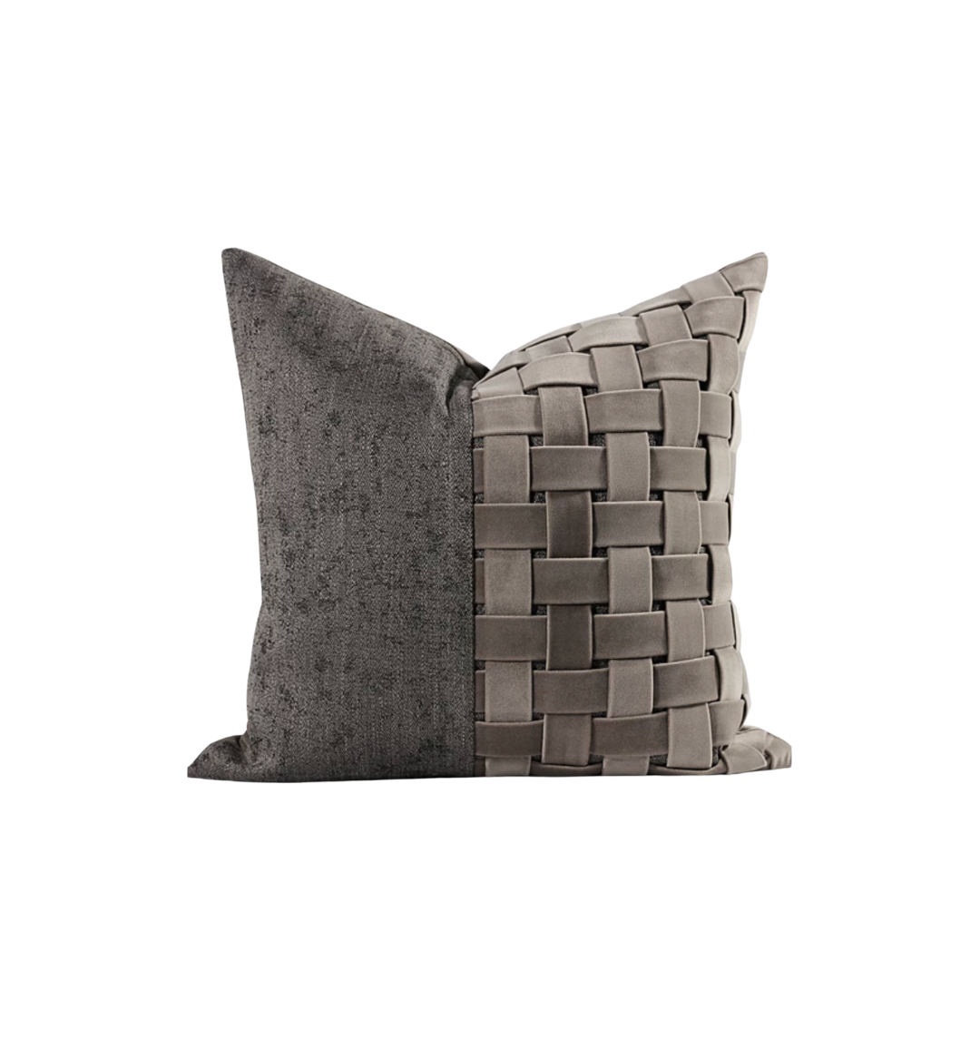 Two-Tone Gray Textured Pillow