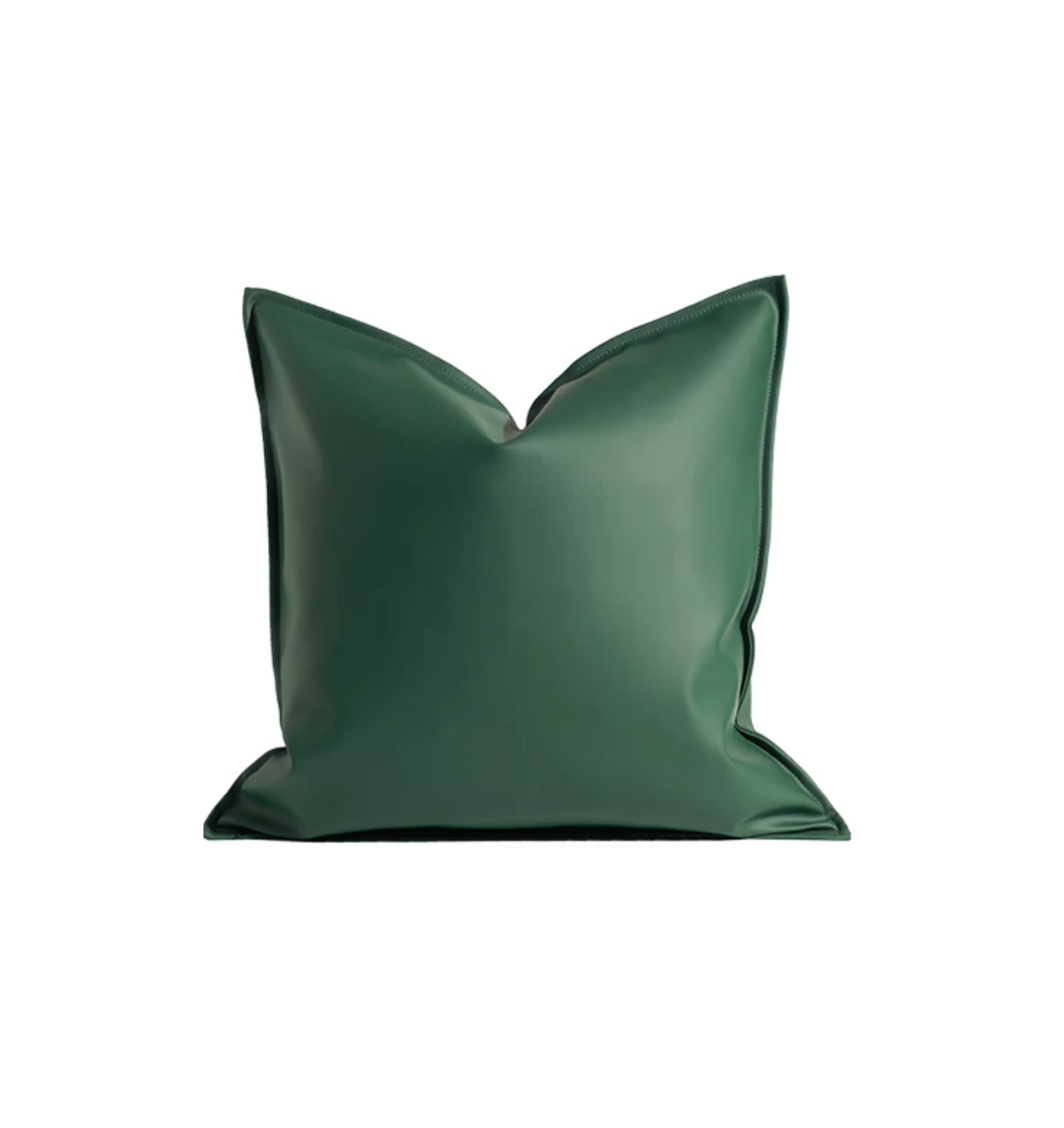 Hunter Green Faux Leather Pillow