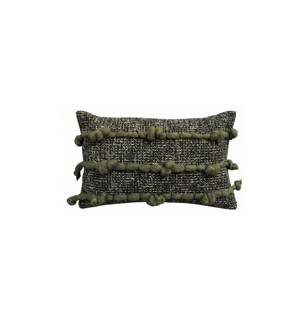 Forest Green Textured Lumbar Pillow