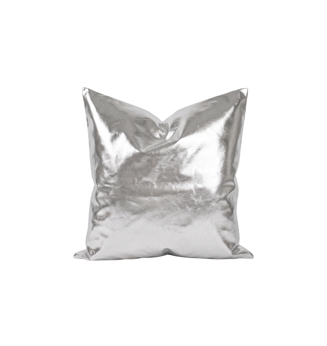 Silver Faux Leather Pillow